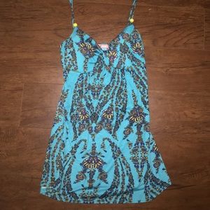 Blue and Gold Floral Print Top